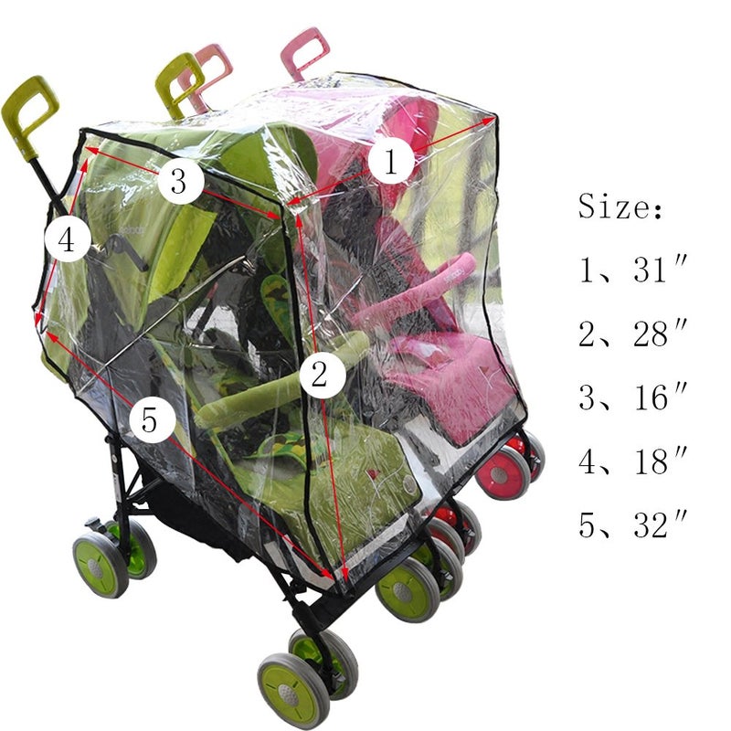 Vafon Aligle Twin Stroller Raincoat Universal Size Side by Side Stroller Weather Shield  Baby Rain Cover/Wind Shield - Image 3